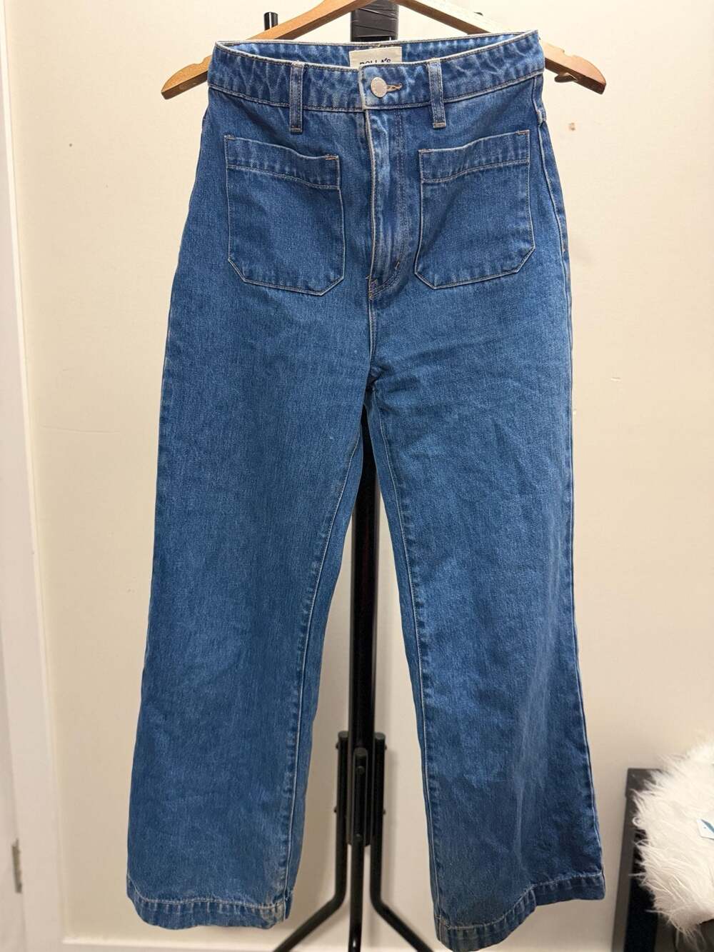 Rollas Jeans Womens 26 Blue Denim High Rise Wide Leg Front Pocket Size 26